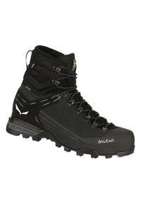 Buty trekkingowe męskie Salewa Ortles Ascent Mid Gtx. Wysokość cholewki: za kostkę. Kolor: czarny. Materiał: zamsz, materiał, syntetyk. Szerokość cholewki: normalna