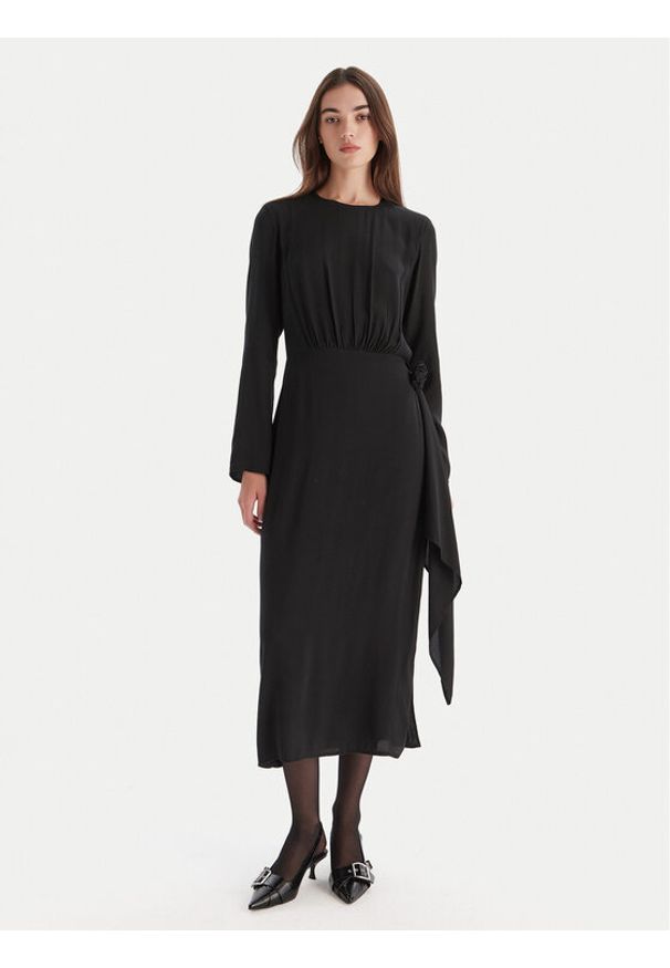 Hugo - HUGO Sukienka codzienna Kadele-1 50547704 Czarny Regular Fit. Okazja: na co dzień. Kolor: czarny. Materiał: wiskoza. Typ sukienki: proste. Styl: casual