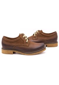 ButBal Buty damskie skórzane półbuty 656B brązowe. Kolor: brązowy. Materiał: skóra #2