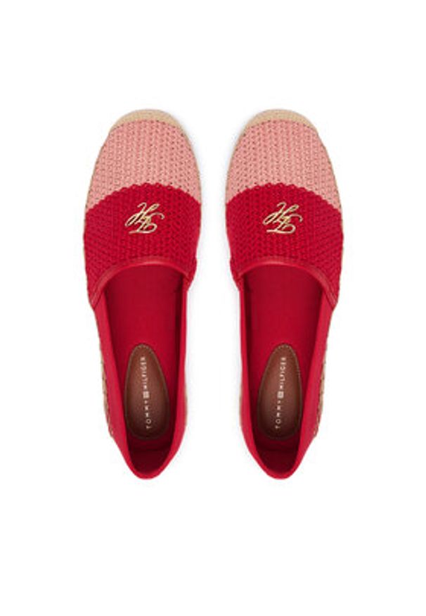 TOMMY HILFIGER - Tommy Hilfiger Espadryle Script Crochet Espadrille FW0FW09502 Czerwony. Kolor: czerwony. Materiał: materiał