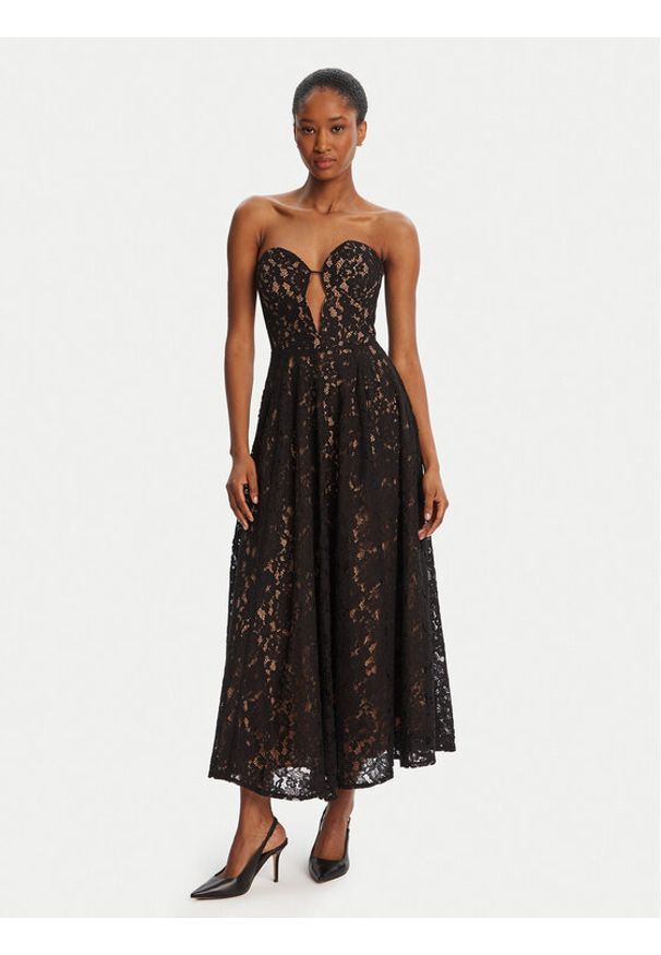 BARDOT Sukienka koktajlowa Opal Volume Lace Midi 59714DB2 Czarny Regular Fit. Kolor: czarny. Materiał: syntetyk. Styl: wizytowy. Długość: midi