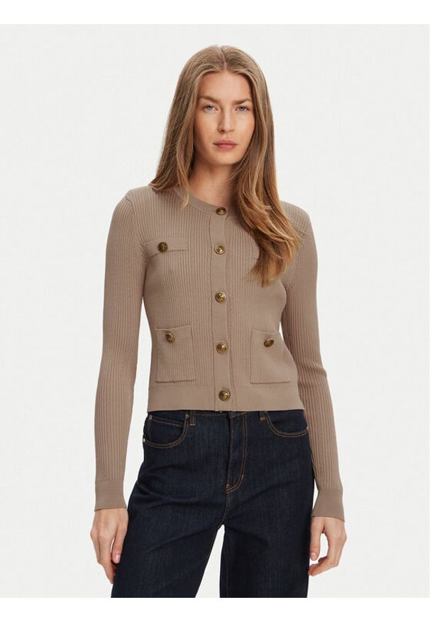Guess Kardigan W5YR09 Z0130 Beżowy Regular Fit. Kolor: beżowy. Materiał: syntetyk, wiskoza