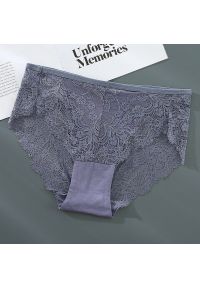 Intica - Majtki bezszwowe z koronką średni stan eleganckie codzienne Saimira. Kolor: niebieski. Materiał: koronka. Wzór: koronka #1