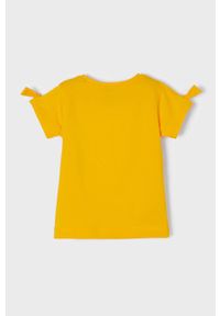 Mayoral t-shirt bawełniany dziecięcy kolor pomarańczowy. Okazja: na co dzień. Kolor: pomarańczowy. Materiał: bawełna. Wzór: nadruk. Styl: casual #2