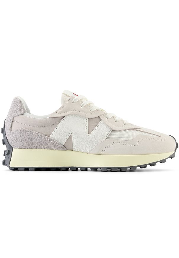 Buty unisex New Balance U327WRB – beżowe. Okazja: na co dzień. Kolor: beżowy. Materiał: guma, zamsz, materiał, skóra. Szerokość cholewki: normalna