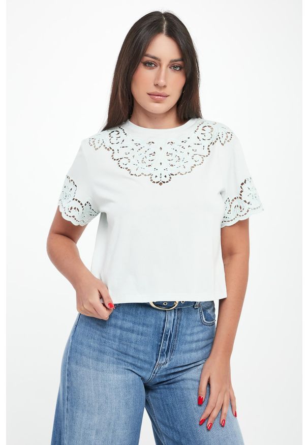 Twinset Milano - T-shirt damski ażurowy TWINSET. Wzór: ażurowy