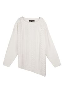 TOP SECRET - Asymetryczny sweter z warkoczami. Okazja: na co dzień. Kolor: biały. Materiał: ze splotem. Długość rękawa: długi rękaw. Długość: długie. Wzór: ze splotem. Sezon: zima, jesień. Styl: casual, klasyczny #2