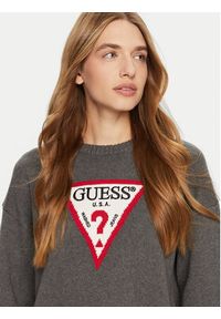 Guess Jeans Sweter W4BR12 Z3HM1 Szary Regular Fit. Kolor: szary. Materiał: bawełna