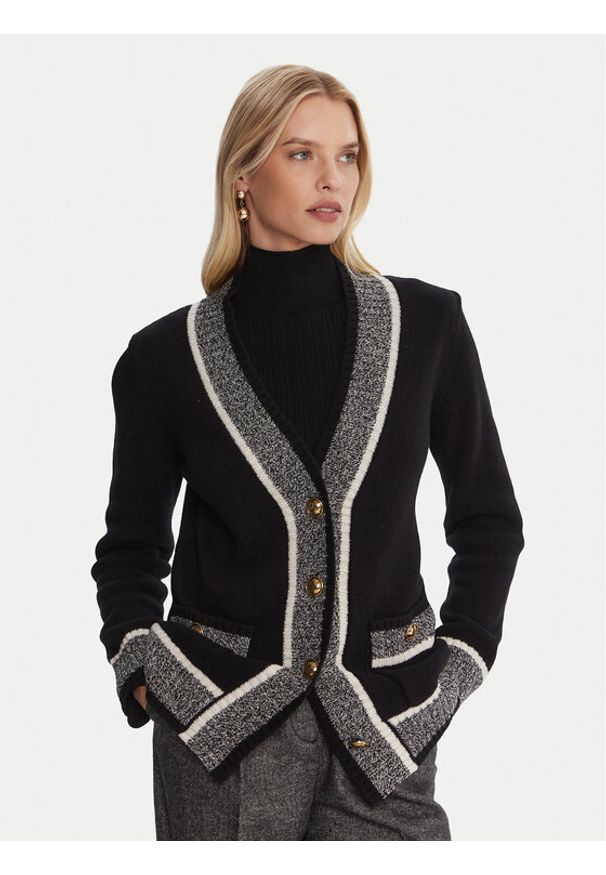 Luisa Spagnoli Kardigan Ceneriera 100206 Czarny Regular Fit. Kolor: czarny. Materiał: wełna