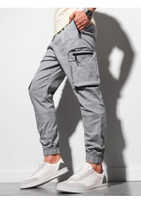 Ombre Clothing - Spodnie męskie joggery P960 - szare - XXL. Kolor: szary. Materiał: materiał, bawełna #6