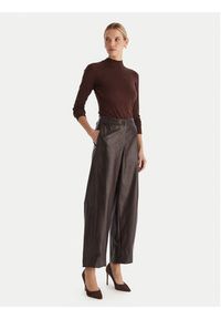 ACCESS FASHION Spodnie z imitacji skóry 54-5132-188 Brązowy Regular Fit. Kolor: brązowy. Materiał: skóra #5