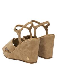 TOMMY HILFIGER - Tommy Hilfiger Sandały Suede Wrapped High Wedge FW0FW09218 Brązowy. Kolor: brązowy. Materiał: zamsz, skóra #5