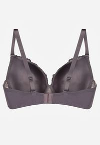 Renee - Szaro-Różowy Koronkowy Biustonosz Ozdobiony Cyrkoniowym Sercem Bothilei. Kolor: szary. Materiał: koronka. Wzór: aplikacja #4