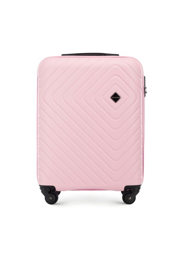 Wittchen - Walizka kabinowa z ABS-u z geometrycznym tłoczeniem jasny różowa. Kolor: różowy. Materiał: poliester. Wzór: geometria