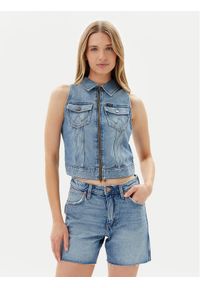 Wrangler Kamizelka 112362590 Niebieski Slim Fit. Kolor: niebieski. Materiał: jeans