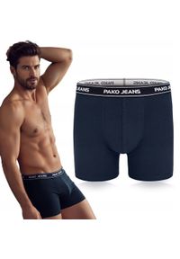 Bawełniane, Klasyczne Bokserki Męskie - Pako Jeans - Granatowe. Kolor: niebieski. Materiał: elastan, bawełna #2