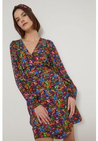 medicine - Medicine sukienka mini rozkloszowana. Materiał: tkanina. Długość rękawa: długi rękaw. Długość: mini