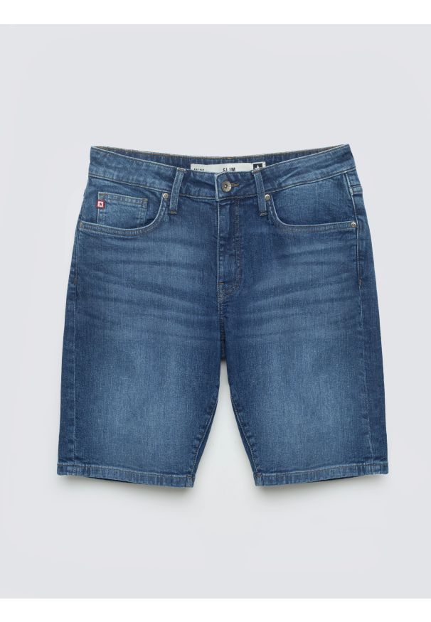 Big-Star - Szorty męskie jeansowe niebieskie Aden 449. Kolor: niebieski. Materiał: jeans. Sezon: lato. Styl: klasyczny