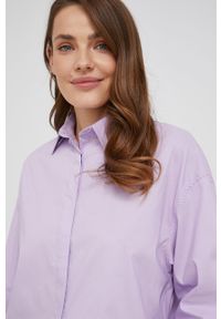 Answear Lab koszula bawełniana damska kolor fioletowy regular z kołnierzykiem klasycznym. Typ kołnierza: kołnierzyk klasyczny. Kolor: fioletowy. Materiał: bawełna. Długość rękawa: długi rękaw. Długość: długie. Styl: wakacyjny, klasyczny #6