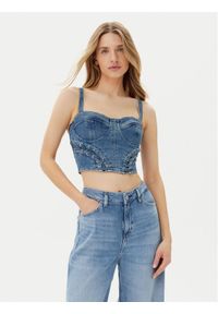 Guess Top W5GH86 D4H7C Niebieski Regular Fit. Kolor: niebieski. Materiał: bawełna
