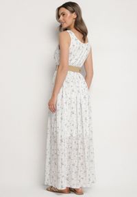 Born2be - Jasnoniebieska Rozkloszowana Sukienka w Kwiaty Ozdobiona Plecionym Paskiem Iffalle. Okazja: na co dzień, na spacer. Kolor: niebieski. Materiał: skóra. Wzór: aplikacja, kwiaty. Typ sukienki: proste. Styl: casual, elegancki #6