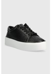 Calvin Klein sneakersy FLATFORM CUPSOLE LACE UP-EPI MN kolor czarny HW0HW01670. Zapięcie: sznurówki. Kolor: czarny. Materiał: skóra, guma. Obcas: na platformie #3