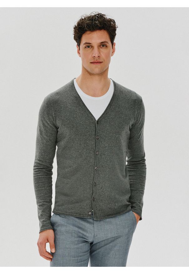 PAKO LORENTE – Szary kardigan męski P24SF-2X-004-S - Pako Lorente. Kolor: szary, niebieski. Materiał: dzianina. Styl: klasyczny