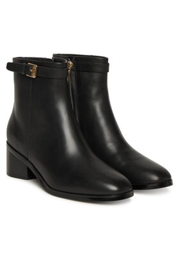 TOMMY HILFIGER - Tommy Hilfiger Botki Th Buckle Riding Mid Heel Bootie FW0FW08859 Czarny. Kolor: czarny. Materiał: skóra