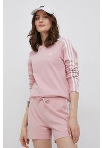 Adidas - adidas Longsleeve bawełniany HC9120 kolor różowy. Okazja: na co dzień. Kolor: różowy. Materiał: bawełna. Długość rękawa: długi rękaw. Wzór: gładki. Styl: casual #5