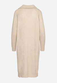 Born2be - Jasnobeżowa Sukienka z Bawełną i Wełną z Kołnierzykiem na Suwak Tereithra. Okazja: na co dzień, na spotkanie biznesowe. Kolor: beżowy. Materiał: wełna, bawełna. Typ sukienki: proste. Styl: wizytowy, casual, elegancki, biznesowy #7