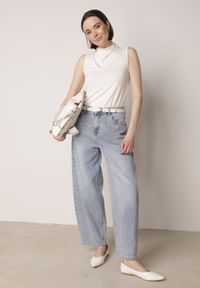 Born2be - Biała Gładka Bluzka Bez Rękawów z Półgolfem Nedivra. Okazja: do pracy, na co dzień, na spotkanie biznesowe. Kolor: biały. Materiał: elastan, materiał, jeans, poliester. Długość rękawa: bez rękawów. Wzór: gładki. Styl: elegancki, biznesowy, klasyczny, casual #4