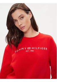 TOMMY HILFIGER - Tommy Hilfiger Bluza Logo WW0WW39791 Czerwony Regular Fit. Kolor: czerwony. Materiał: bawełna, syntetyk #4
