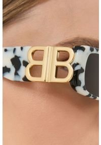 Balenciaga okulary przeciwsłoneczne damskie kolor szary. Kształt: prostokątne. Kolor: szary #4