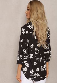 Renee - Czarna Koszula Typu Kimono z Bawełny i Wiskozy w Kwiatowy Wzór Carlania. Kolor: czarny. Materiał: bawełna, wiskoza. Wzór: kwiaty #5