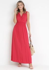 Born2be - Bordowa Sukienka Clymiolea. Kolor: czerwony. Materiał: tkanina, wiskoza. Długość rękawa: na ramiączkach. Wzór: jednolity. Typ sukienki: kopertowe. Styl: elegancki. Długość: maxi