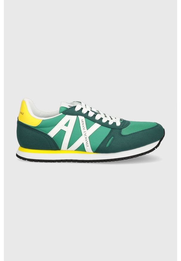 Armani Exchange sneakersy XUX017.XCC68.K725 kolor zielony. Nosek buta: okrągły. Zapięcie: sznurówki. Kolor: zielony. Materiał: guma