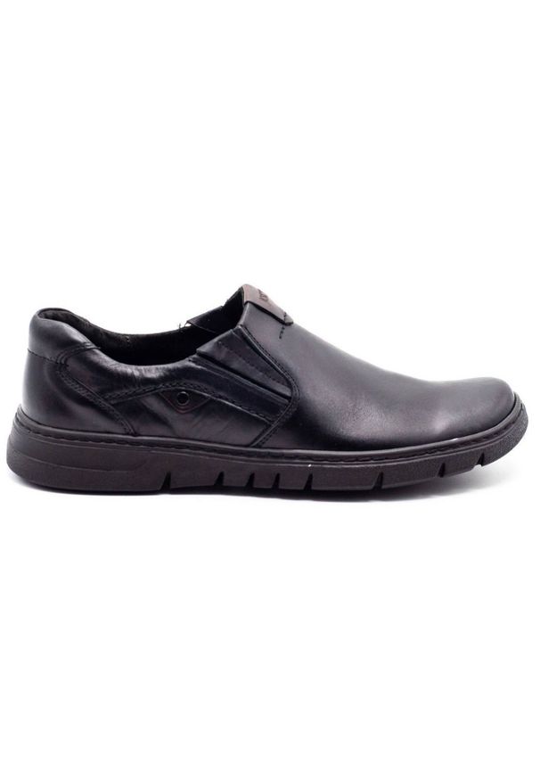 Joker Buty męskie skórzane wsuwane 507J czarny lico czarne. Zapięcie: bez zapięcia. Kolor: czarny. Materiał: skóra