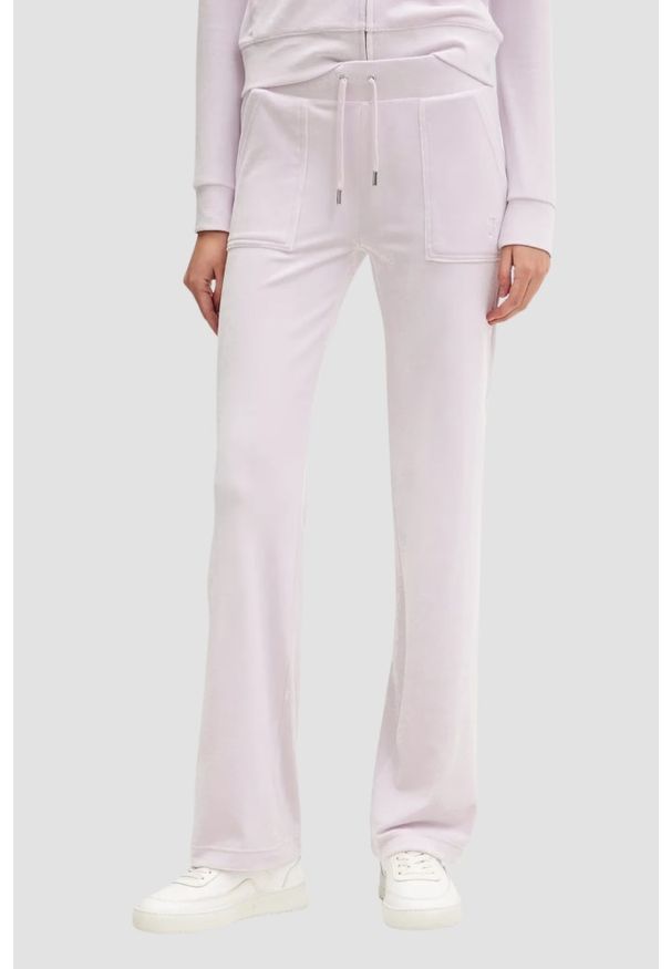 Juicy Couture - JUICY COUTURE Różowe spodnie dresowe damskie Layla Low Rise, Rozmiar XS. Stan: obniżony. Kolor: różowy. Materiał: dresówka