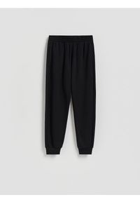 Reserved - Spodnie dresowe ze ściągaczem - czarny. Kolor: czarny. Materiał: dresówka #1