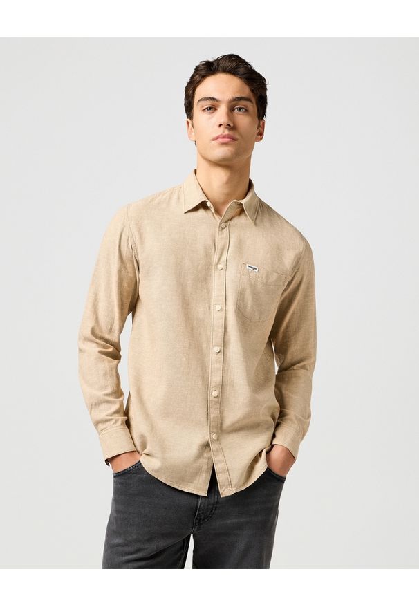 Wrangler - MESKA KOSZULA WRANGLER 1 PKT SHIRT TIMBERWOLF 112362754