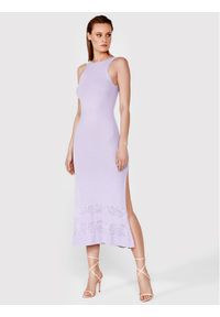 Simple Sukienka dzianinowa SUD066 Fioletowy Slim Fit. Kolor: fioletowy. Materiał: dzianina, wiskoza #1