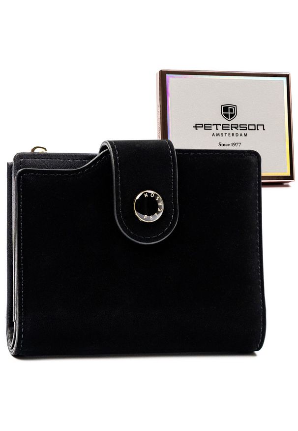 Portfel damski Peterson PTN 012-WEI czarny. Kolor: czarny. Materiał: skóra ekologiczna