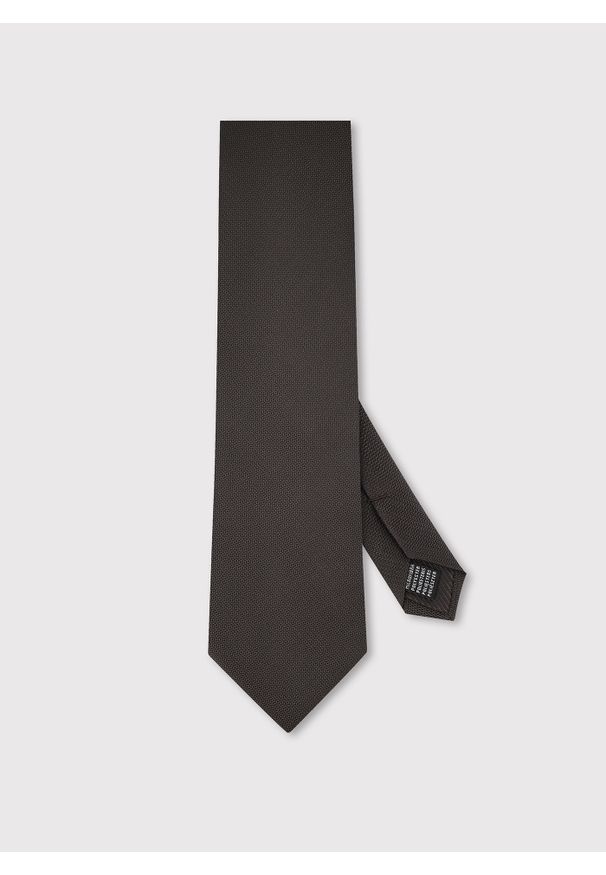 Pako Lorente - PAKO LORENTE - Ciemnobrązowy krawat męski. Kolor: brązowy. Materiał: poliester. Wzór: gładki