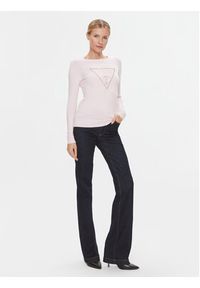 Guess Sweter W4RR53 Z2NQ2 Różowy Slim Fit. Kolor: różowy. Materiał: wiskoza