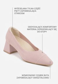 Renee - Różowe Czółenka VICES na Niskim Obcasie z Elastycznej Dzianiny z Amortyzującą Wkładką Zaehira. Nosek buta: szpiczasty. Kolor: różowy. Materiał: dzianina. Szerokość cholewki: normalna. Obcas: na obcasie. Wysokość obcasa: niski #8