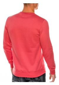 Ombre Clothing - Bluza męska bez kaptura z nadrukiem - koralowa B988 - L. Typ kołnierza: bez kaptura. Kolor: pomarańczowy. Materiał: poliester, bawełna. Wzór: nadruk #6