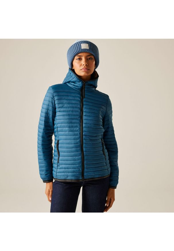 Regatta - Kurtka damska przejściowa ocieplana Rigain. Kolor: niebieski. Materiał: puch, syntetyk. Sport: turystyka piesza