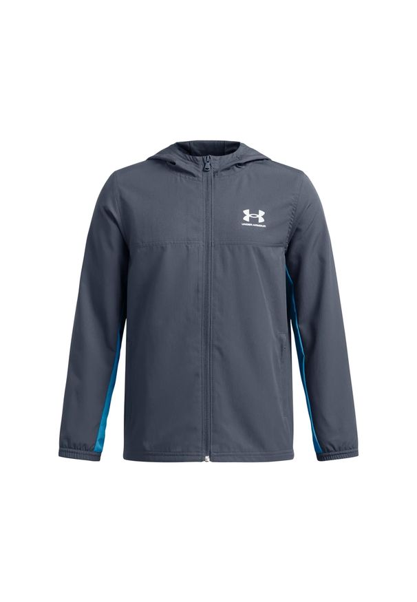 Dziecięca kurtka wodoodporna Under Armour Rival. Kolor: czarny, szary, wielokolorowy. Materiał: materiał