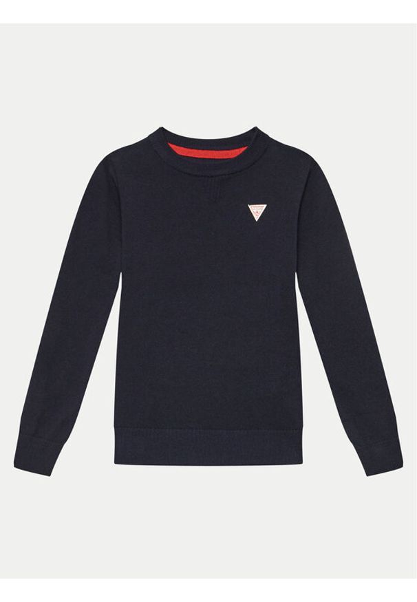 Guess Sweter N0YR04 Z2VV0 Granatowy Regular Fit. Kolor: niebieski. Materiał: bawełna