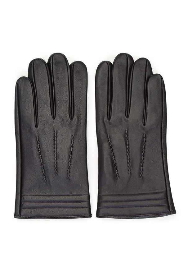 Wittchen - Męskie rękawiczki ocieplane skórzane z przeszyciami. Kolor: czarny. Materiał: skóra. Styl: klasyczny, casual, elegancki, sportowy